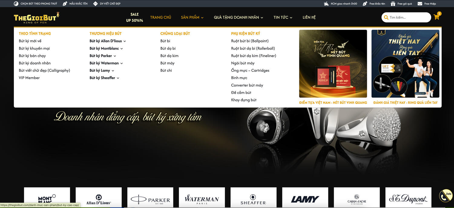 Các bước mua bút ký online tại website thegioibut.com