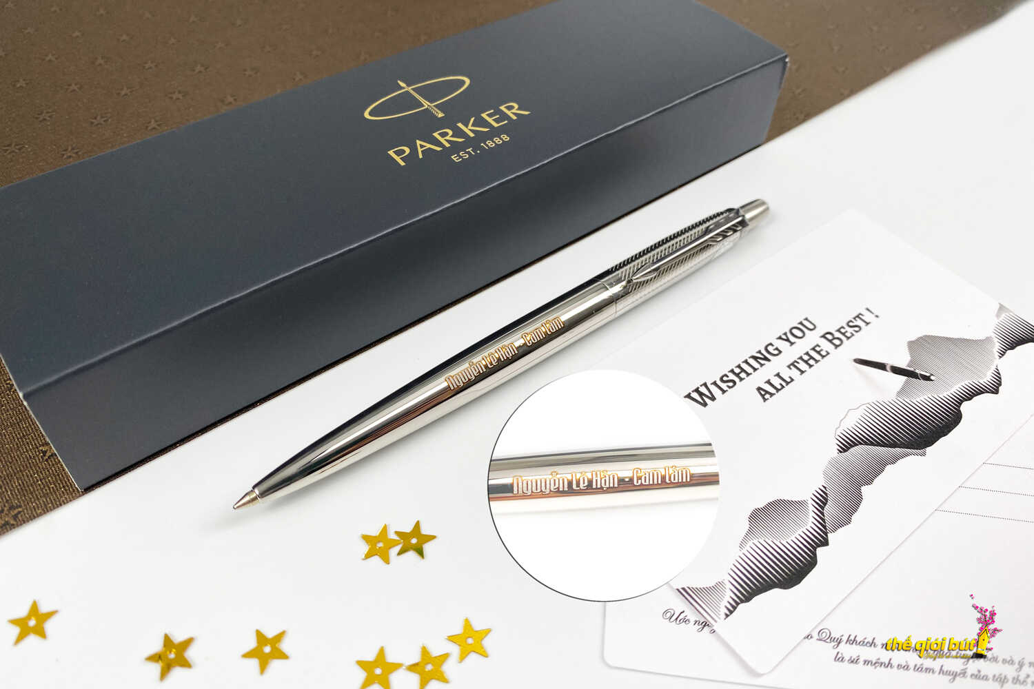 Bút bi Parker Jotter 2017 Premium Stainless Steel Diagonal CT Ballpoint Pen 1953197