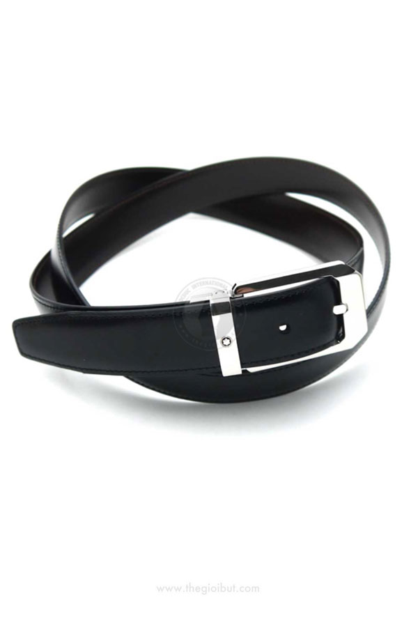 Thắt lưng Montblanc Business Stainless Steel Reversible Black/Brown Leather Belt 116579