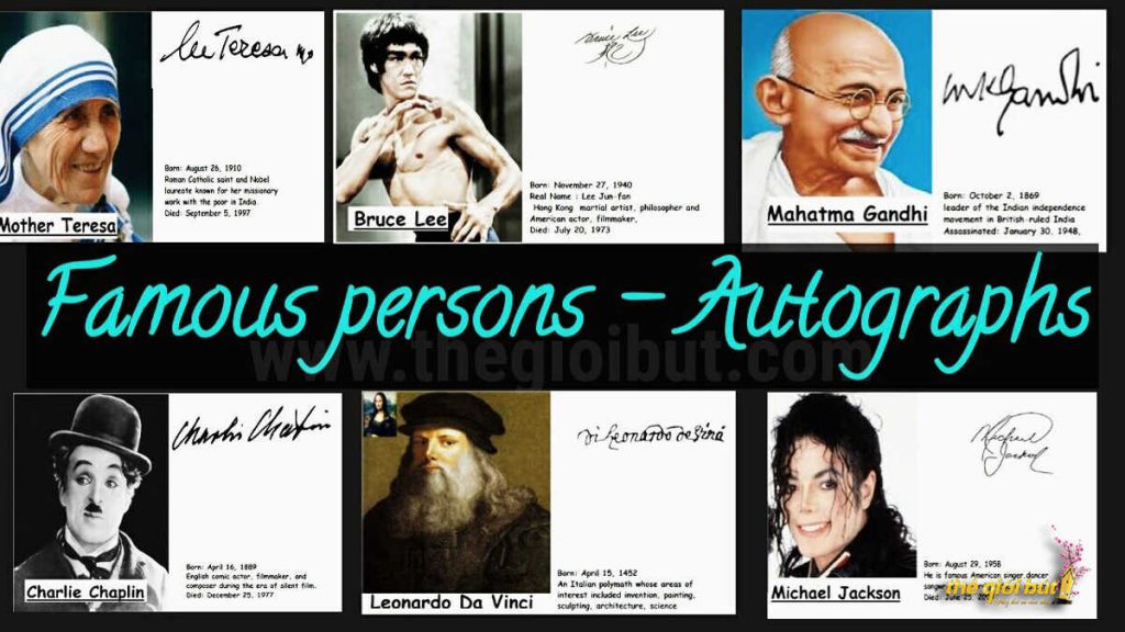 Chữ ký của 6 nhân vật có ảnh hưởng rất lớn đến thế giới nhân loại.