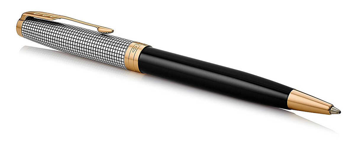 Bút bi Parker Sonnet 2017 Chiselled Silver Black GT Ballpoint Pen