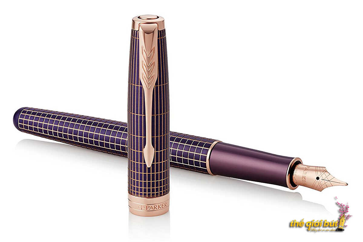 Bút máy Parker Sonnet Chiselled Silver Purple Matrix PGT Fountain Pen