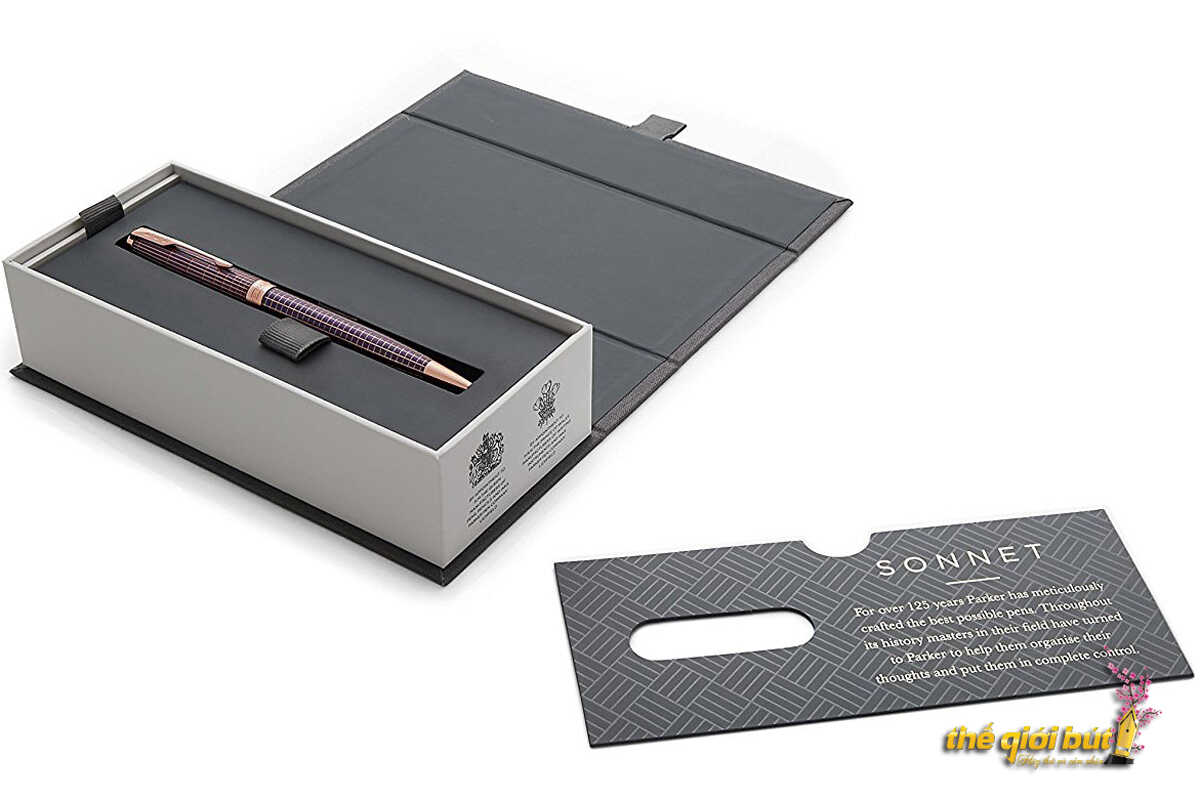 Bút bi Parker Sonnet Chiselled Silver Purple Matrix PGT Ballpoint Pen