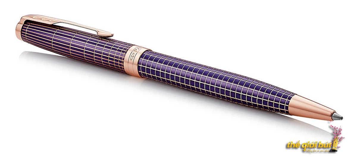 Bút bi Parker Sonnet Chiselled Silver Purple Matrix PGT Ballpoint Pen