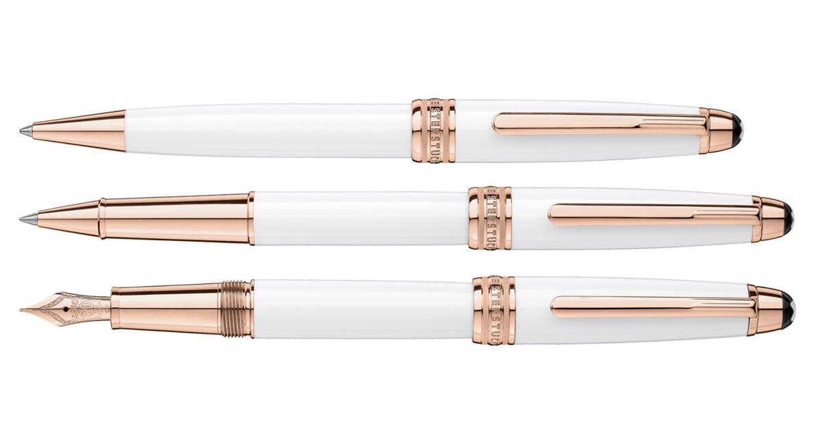 Bút dạ bi Montblanc Meisterstuck White Solitaire Rose Gold Rollerball 113324