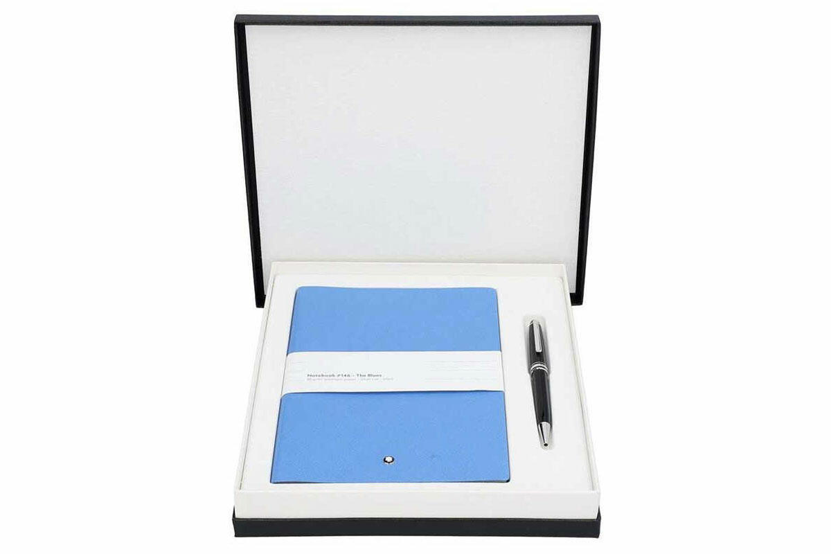 Gifts set Montblanc Meisterstuck Classique Platinum BP And Notebook 146 Technicolor Blue 124172