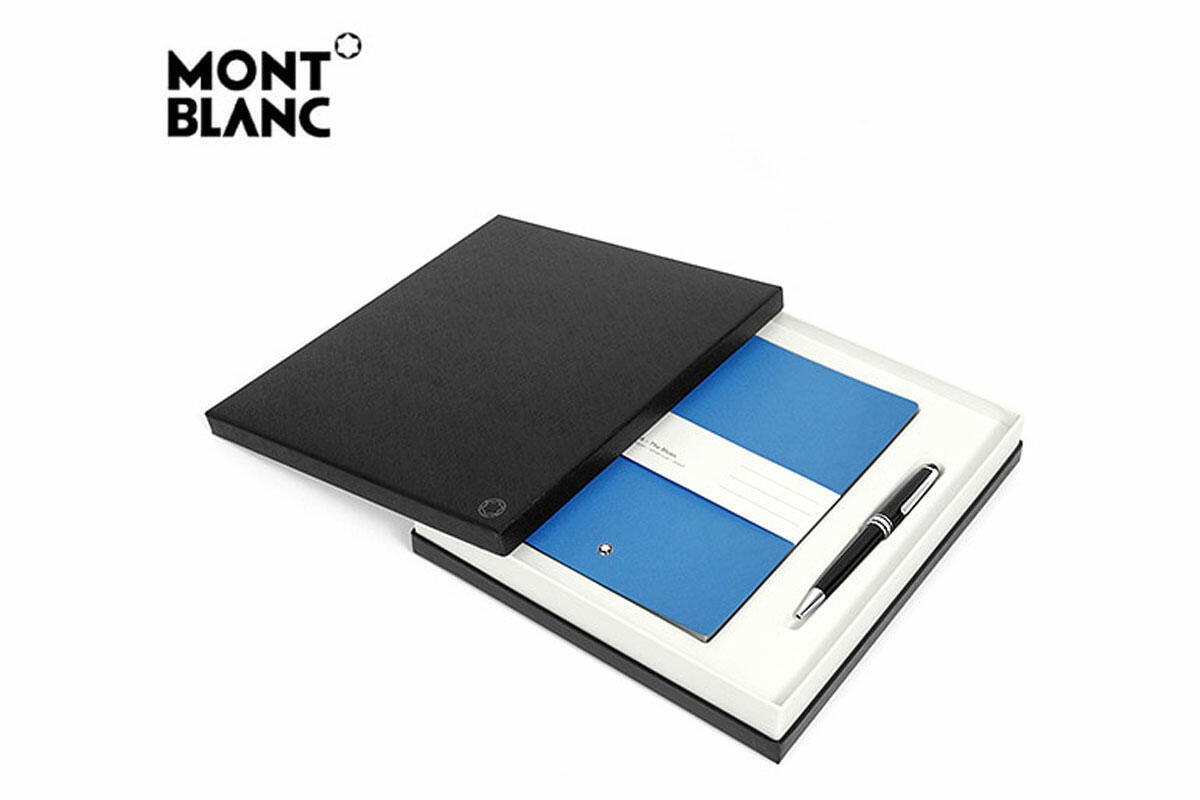 Gifts set Montblanc Meisterstuck Classique Platinum BP And Notebook 146 Technicolor Blue 124172