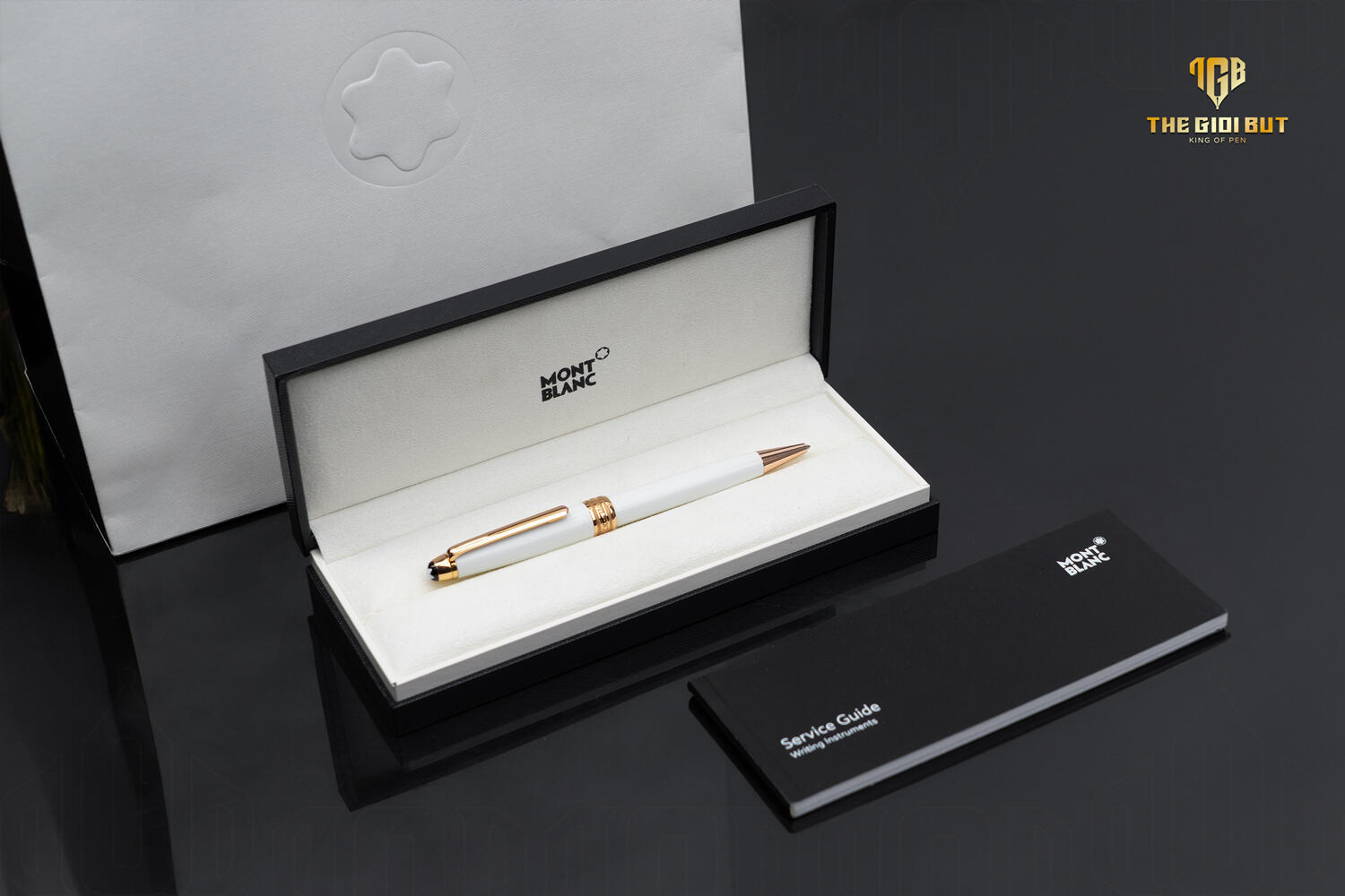 Montblanc Meisterstuck White Solitaire Rose Gold Ballpoint Pen Mb113325 Montblanc Meisterstuck White Solitaire Rose Gold Ballpoint Pen Mb113325 Box Optimized