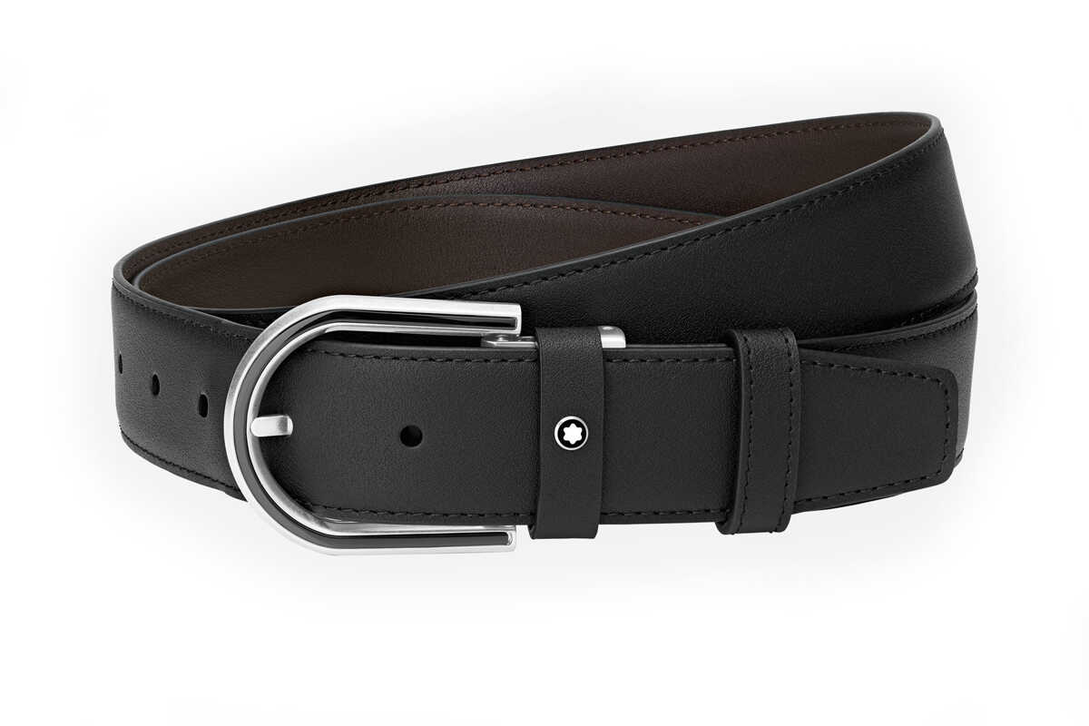 Thắt lưng Montblanc Belts Horseshoe Buckle Black 35mm 126032