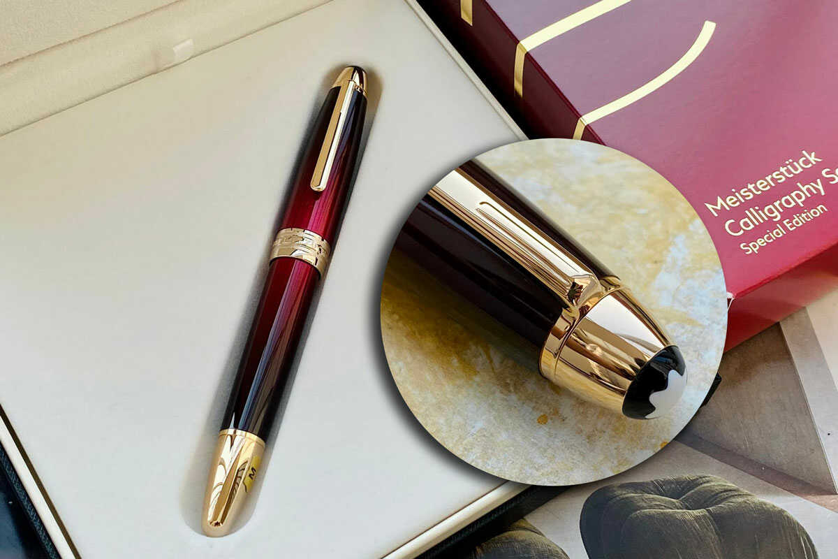 Bút máy Montblanc Meisterstuck Calligraphy Solitaire Burgundy Lacquer Fountain Pen MB125338