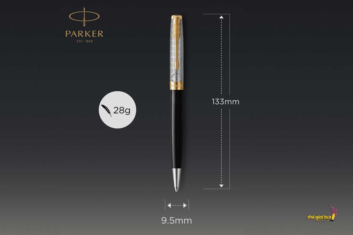 Bút bi Parker Sonnet Premium Metal Black GT Ballpoint Pen 2119787