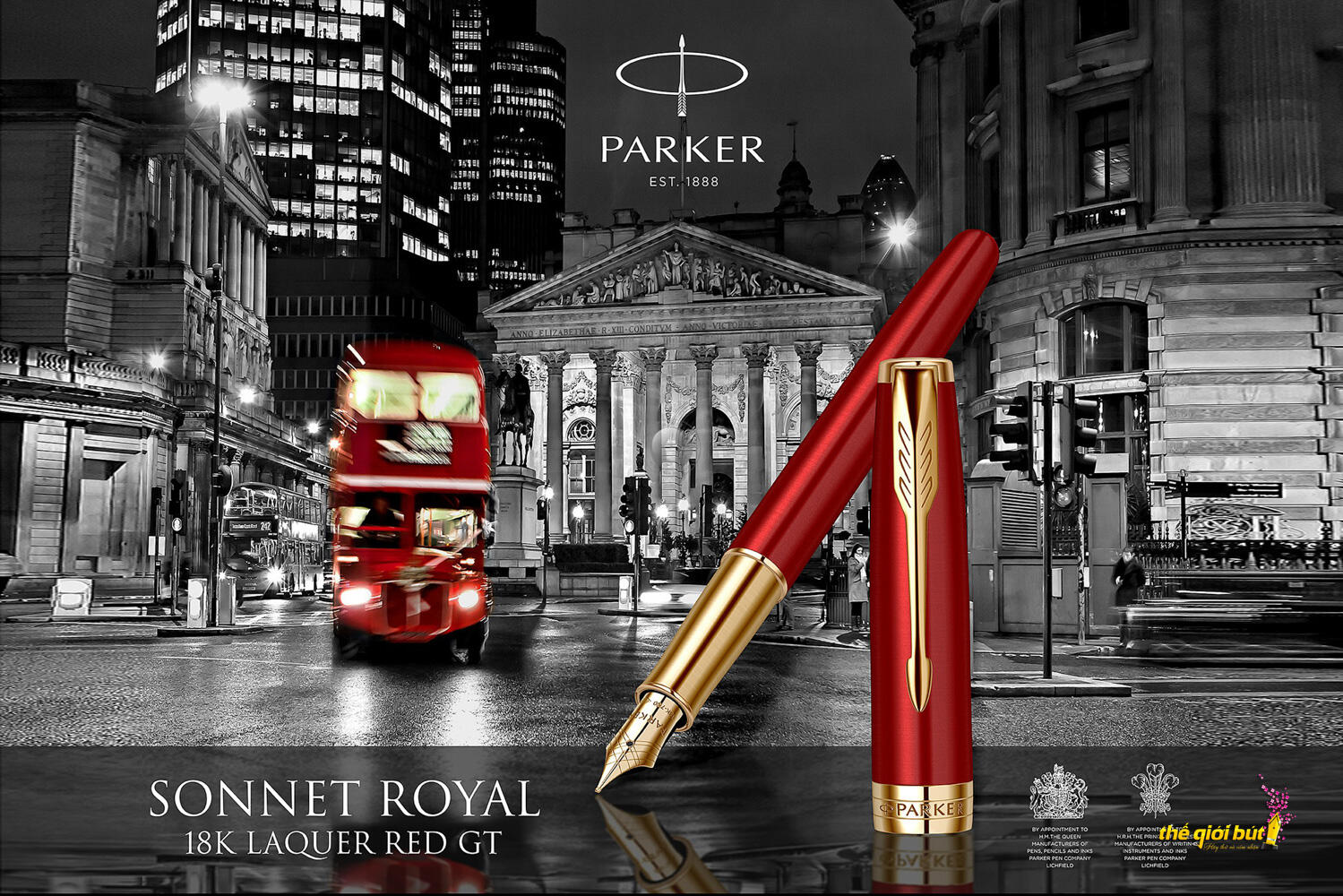 Bút máy Parker Sonnet Red 18K Lacquer GT Fountain Pen 1931478