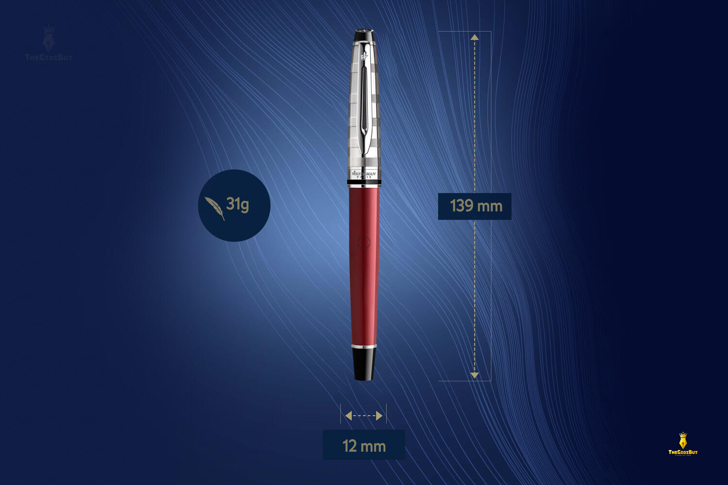 Bút dạ bi Waterman Expert 3 Deluxe Dark Red CT Rollerball Pen 2093660