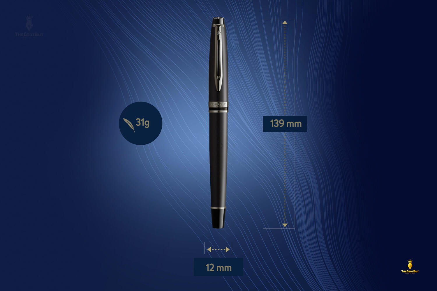 Bút máy Waterman Expert Metallic Black Lacquer RT Fountain Pen 2119188
