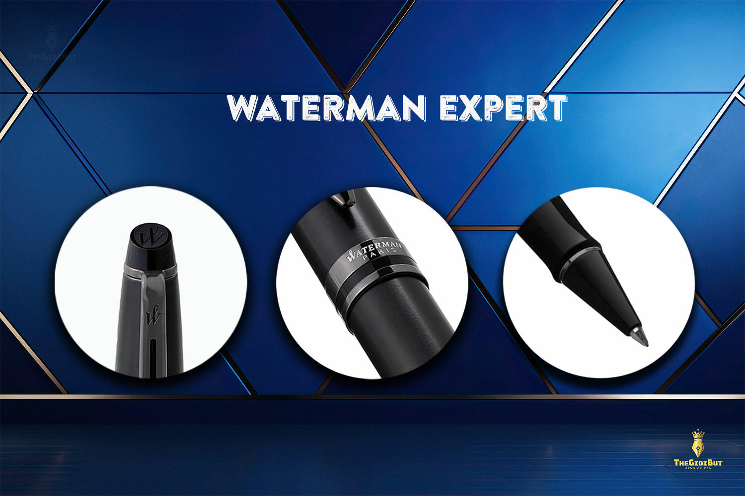 Bút dạ bi Waterman Expert Metallic Black Lacquer RT Rollerball Pen 2119190