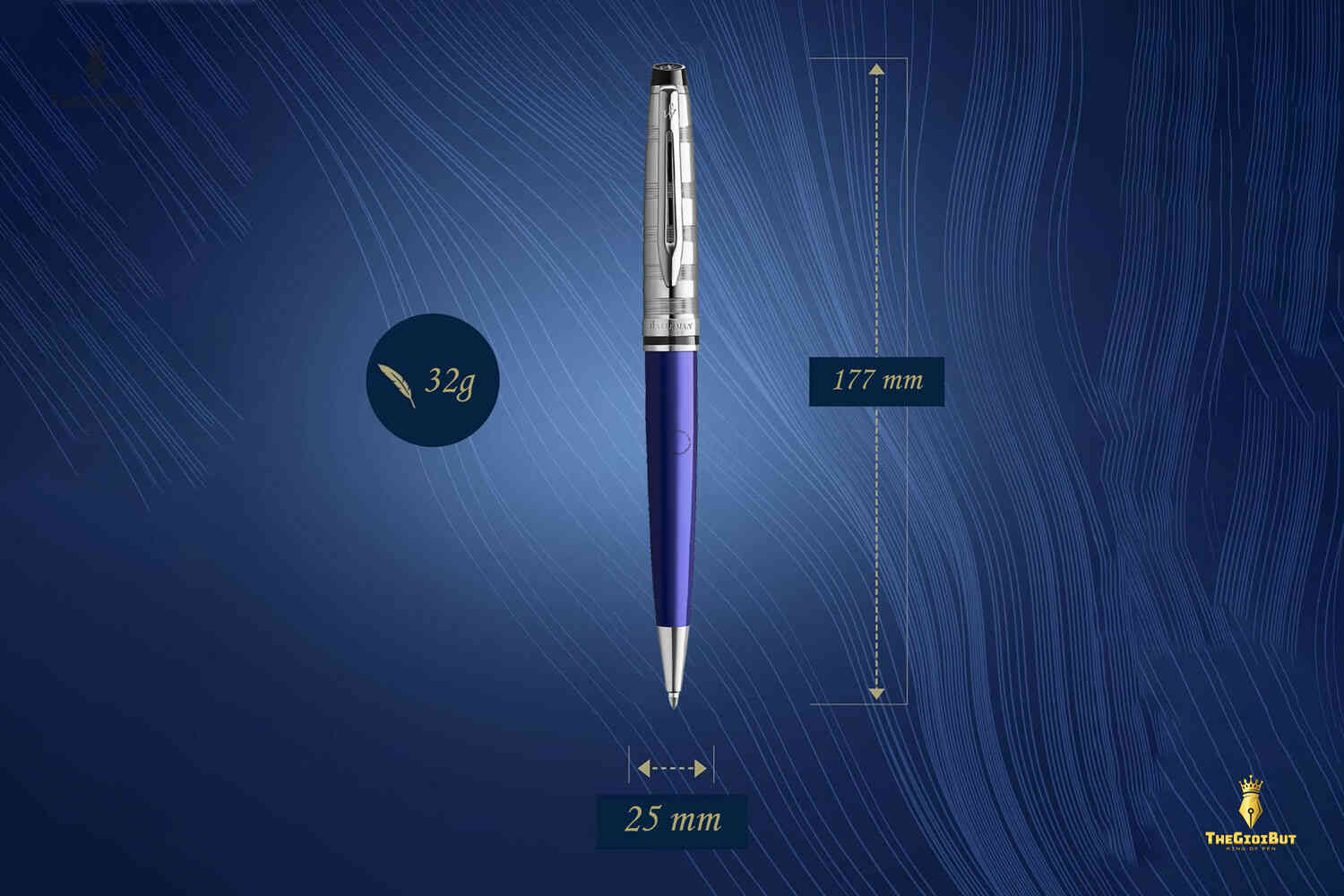 Bút bi Waterman Expert 3 Deluxe Blue CT Ballpoint Pen 2093767