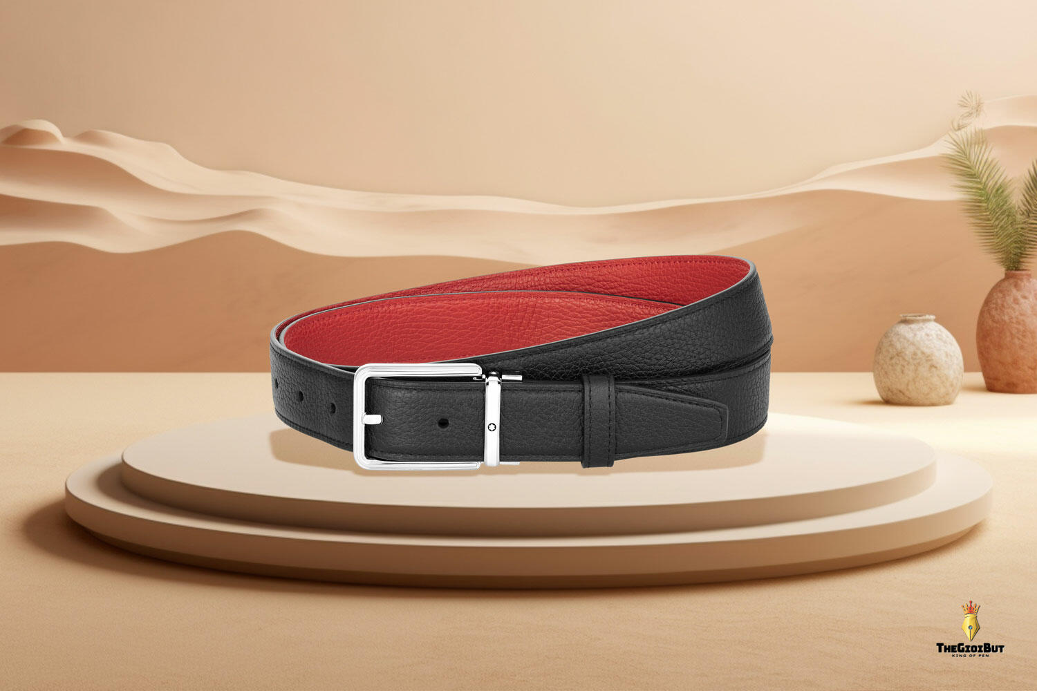 Thắt lưng Montblanc Black Red 32mm Reversible Belts MB128768