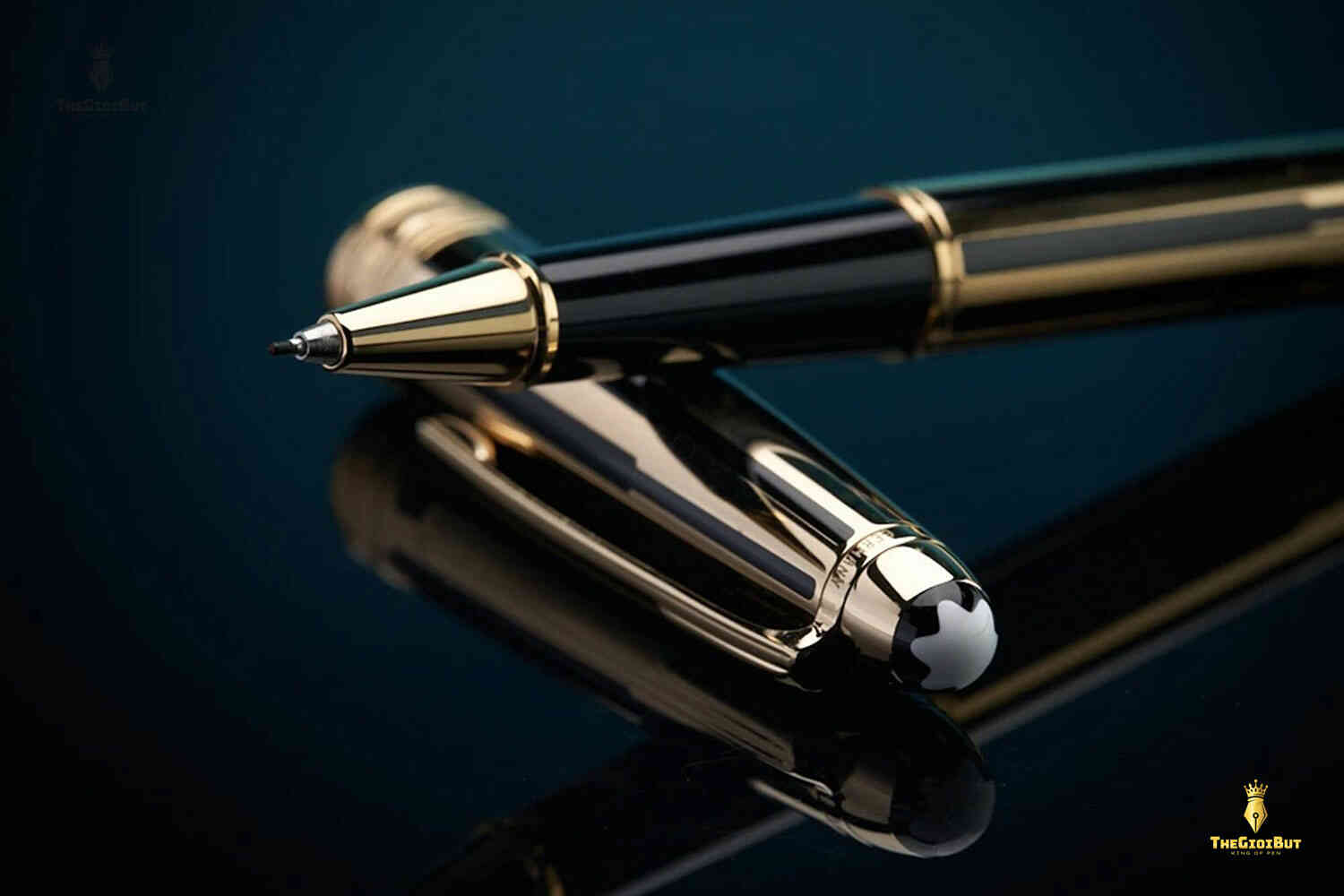 Bút dạ bi Montblanc Meisterstuck Solitaire Gold and Black Classique Rollerball 35982