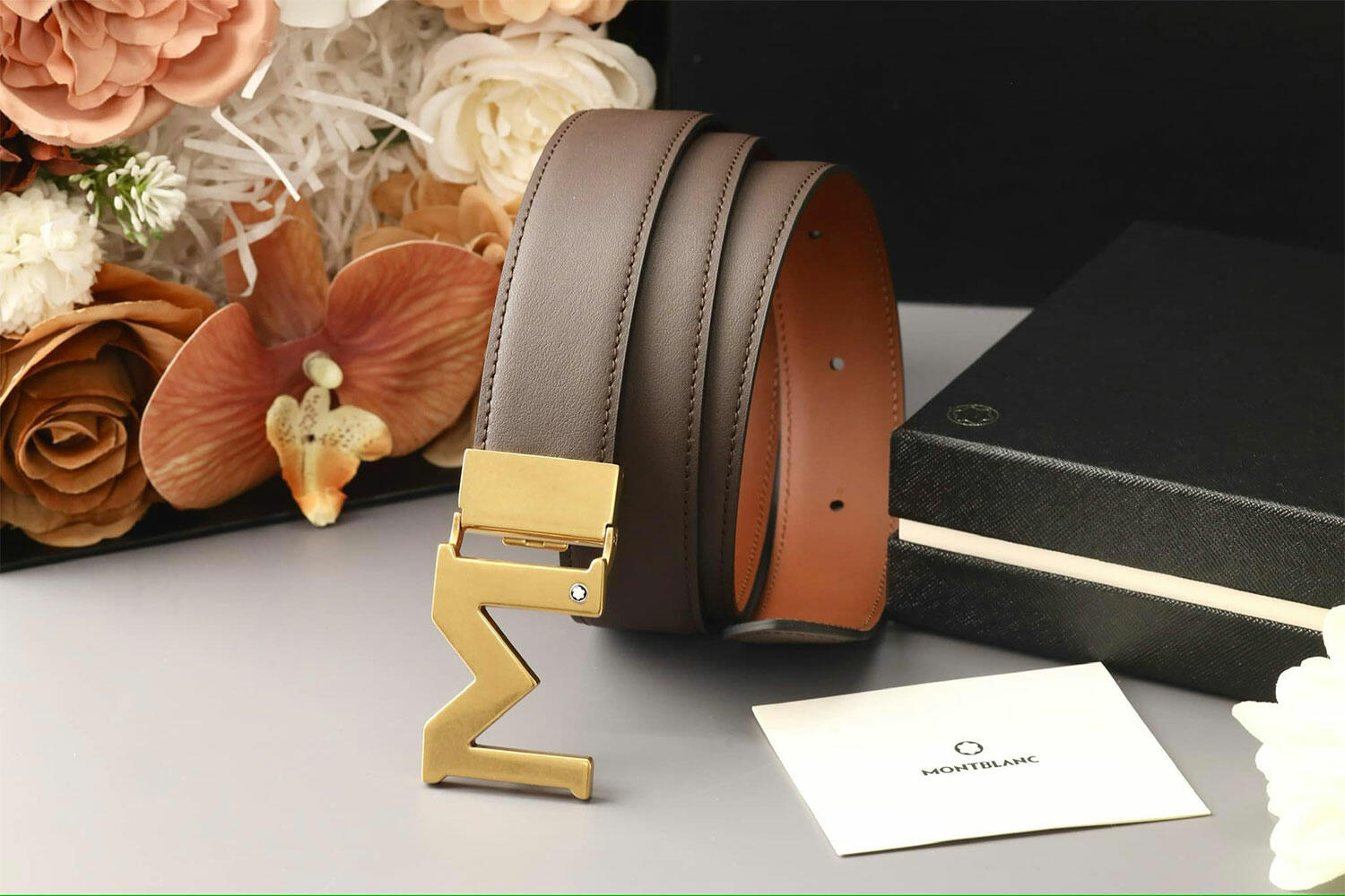 Thắt lưng Montblanc M Buckle Brown Black 35mm Leather Belt MB129446