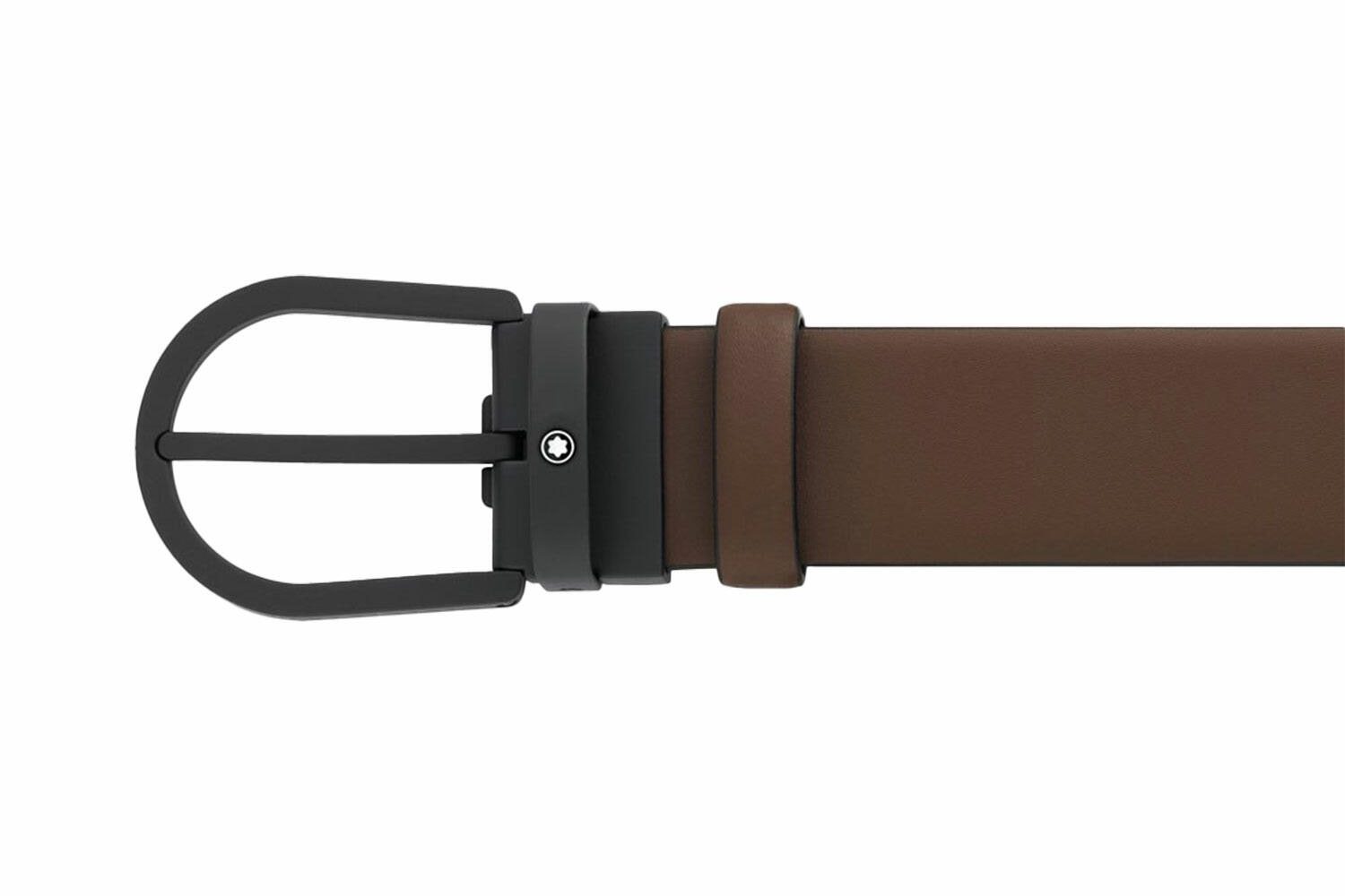 Thắt lưng Montblanc Horseshoe Buckle Brown 35mm Leather Belt MB129430