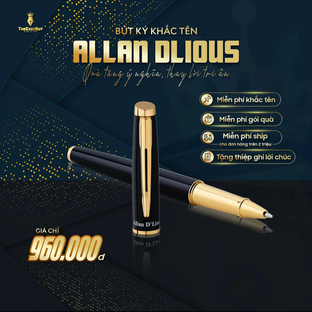 Bút dạ bi mạ vàng 18k Allan D'lious AG4444
