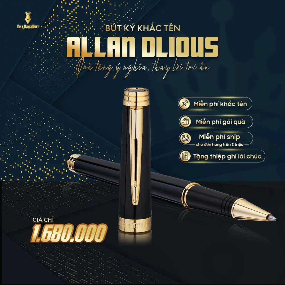 Bút dạ bi mạ vàng Allan D'lious AG6666
