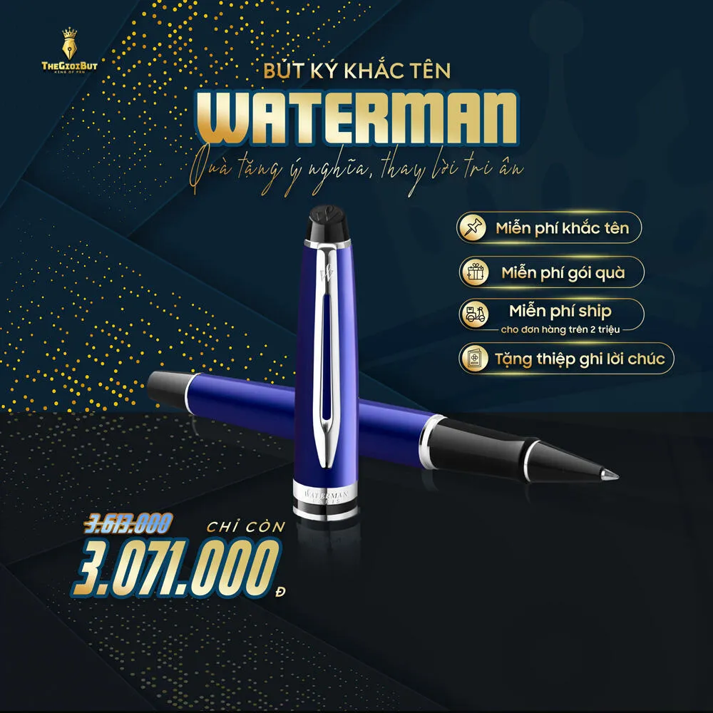 Bút dạ bi Waterman Expert 3 Blue Lacquer CT Rollerball Pen 2093458