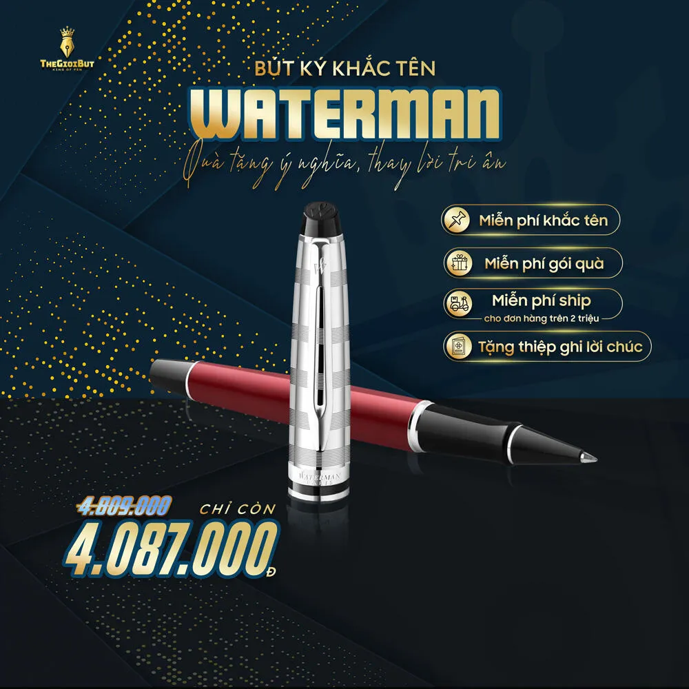 Bút dạ bi Waterman Expert 3 Deluxe Dark Red CT Rollerball Pen 2093660