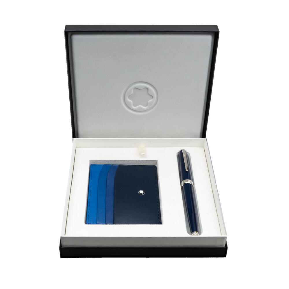 Set But Montblanc Pix Blue Rollerball Pen Amp Pocket Holder 6cc Navy 128965 1