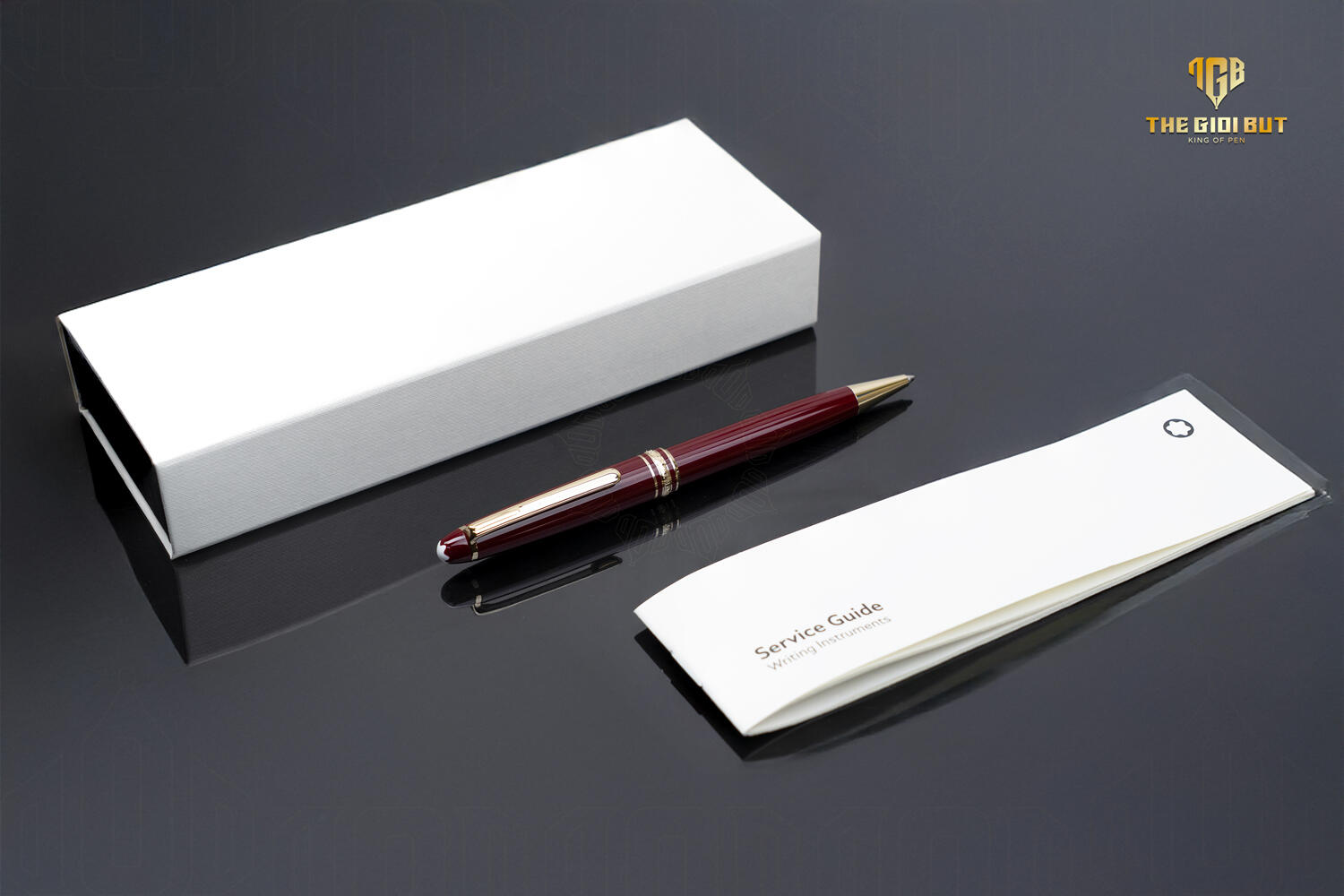 Montblanc Meisterstuck Classique Burgundy Red Ballpoint Pen Mb133008 Box Optimized