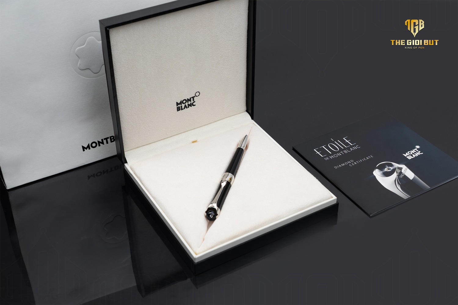 Montblanc Etoile De Sand Black Ballpoint Pen Mb103379 Box