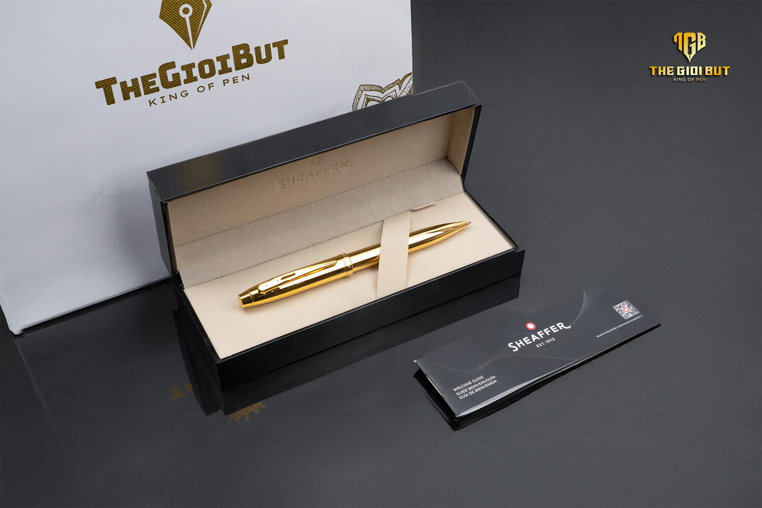 Sheaffer 100 Glossy Pvd Gold Ballpoint Pen E2937251 Box Copy Optimized