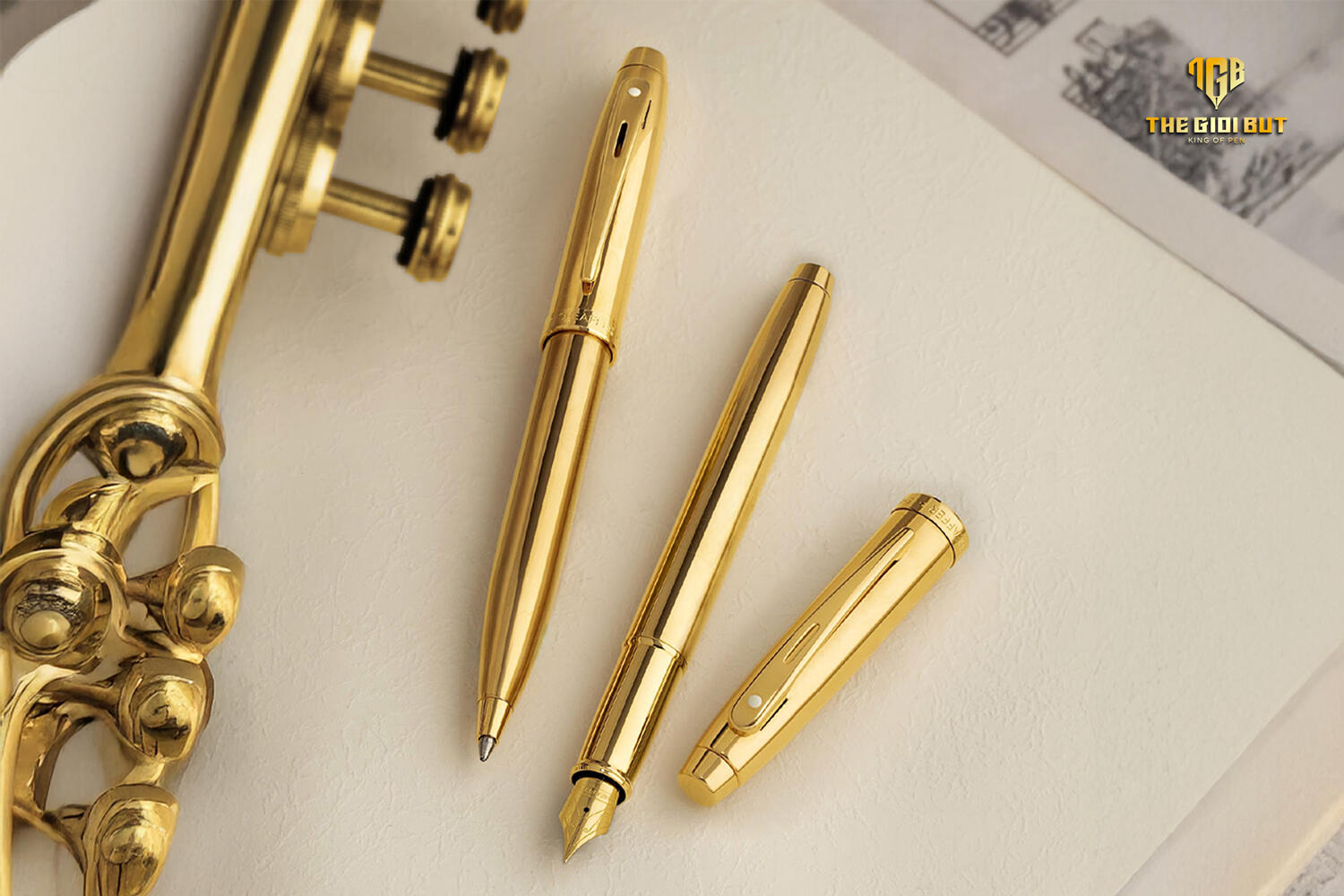 Sheaffer 100 Glossy Pvd Gold Fountain Pen E0937253 16 Optimized