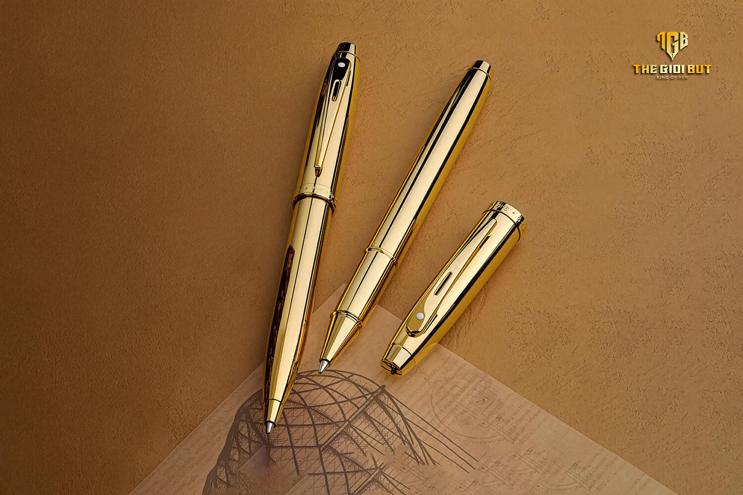 Sheaffer 100 Glossy Pvd Gold Rolllerball Pen E1937251 816 Optimized