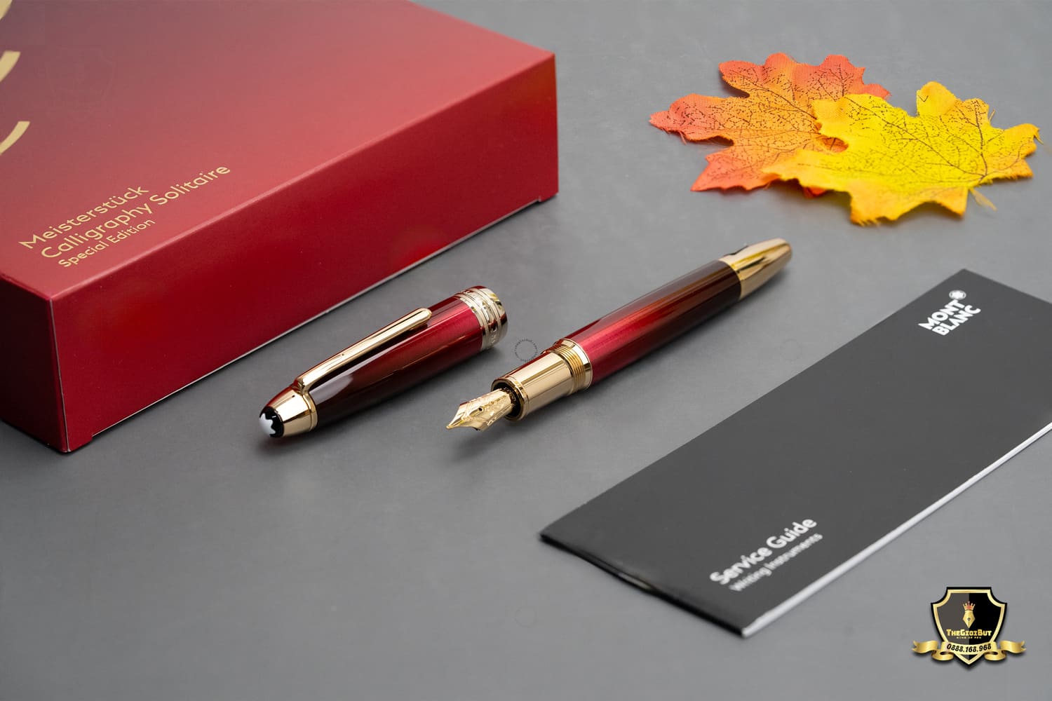 Montblanc Meisterstuck Calligraphy Solitaire Burgundy Lacquer Fountain Pen Mb125338 802a