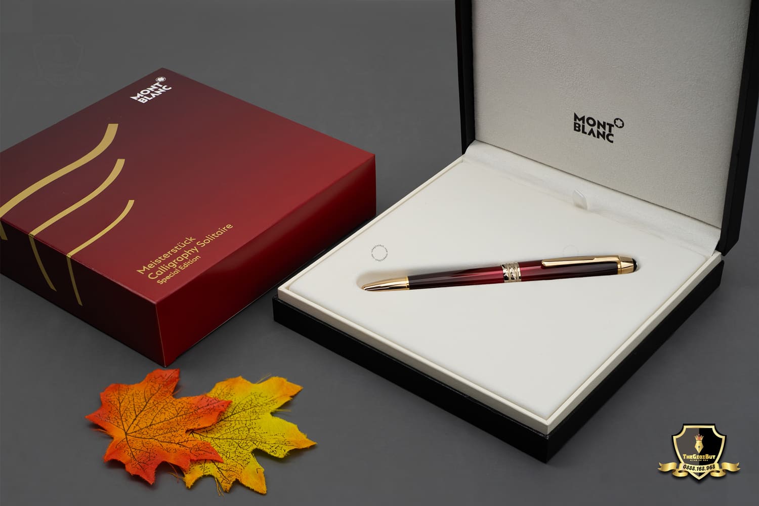 Montblanc Meisterstuck Calligraphy Solitaire Burgundy Lacquer Fountain Pen Mb125338 803