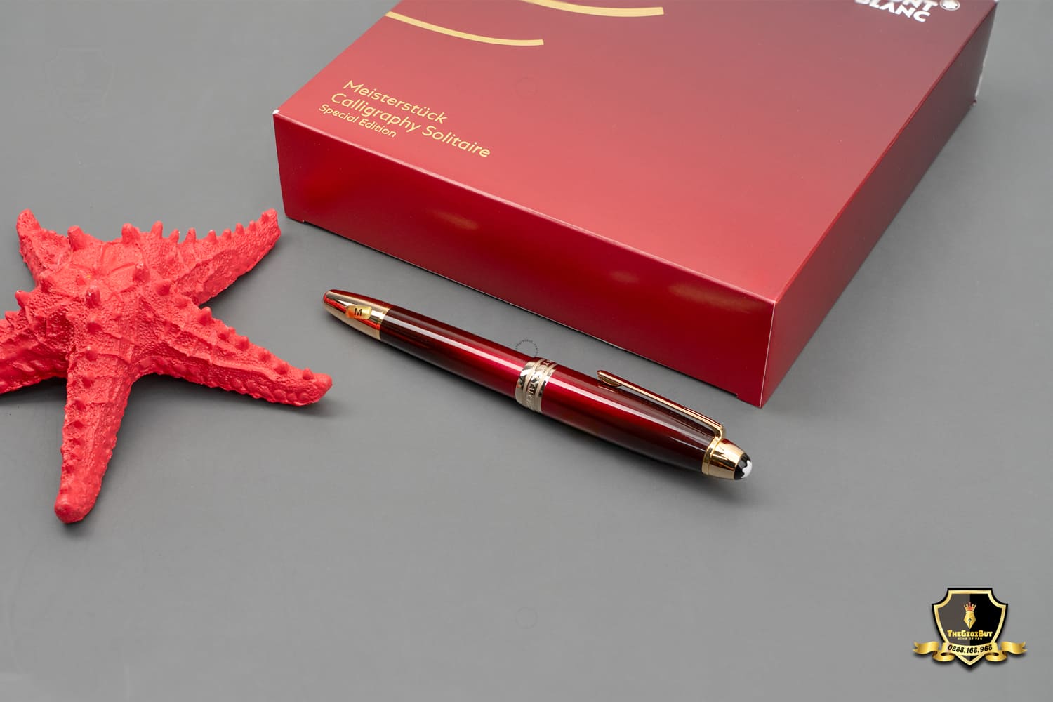 Montblanc Meisterstuck Calligraphy Solitaire Burgundy Lacquer Fountain Pen Mb125338 804