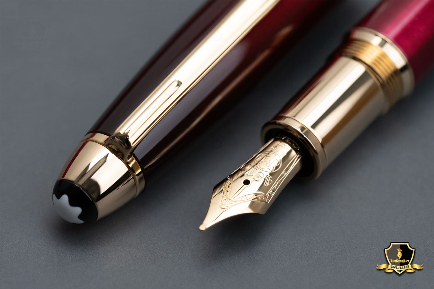 Montblanc Meisterstuck Calligraphy Solitaire Burgundy Lacquer Fountain Pen Mb125338 806