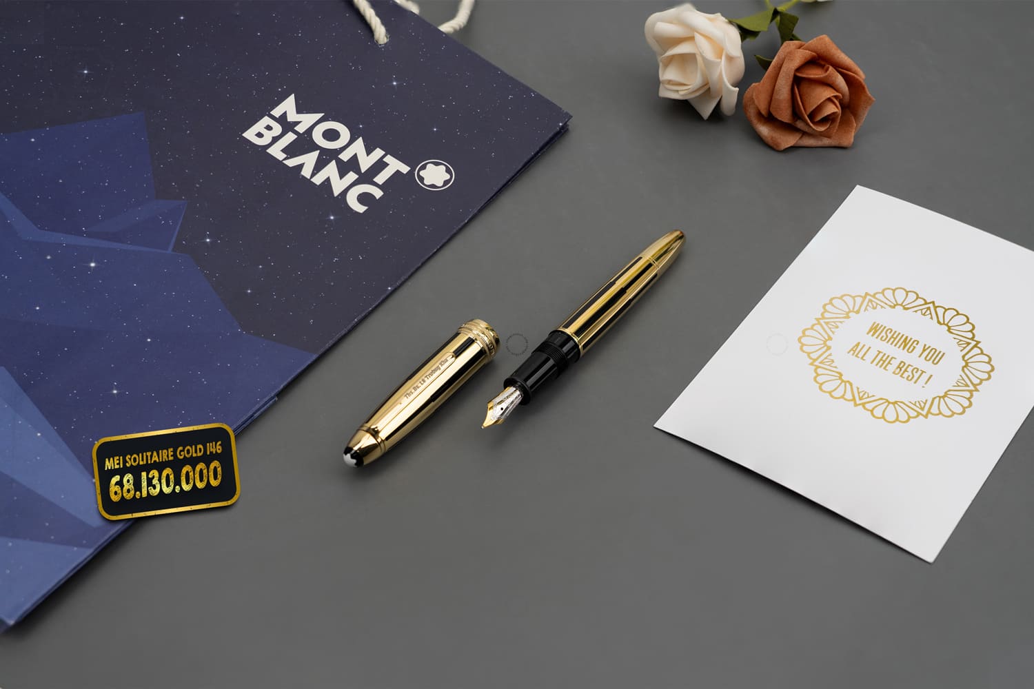 Montblanc Meisterstuck Solitaire Legrand Gold Black Fountain Pen Mb35975