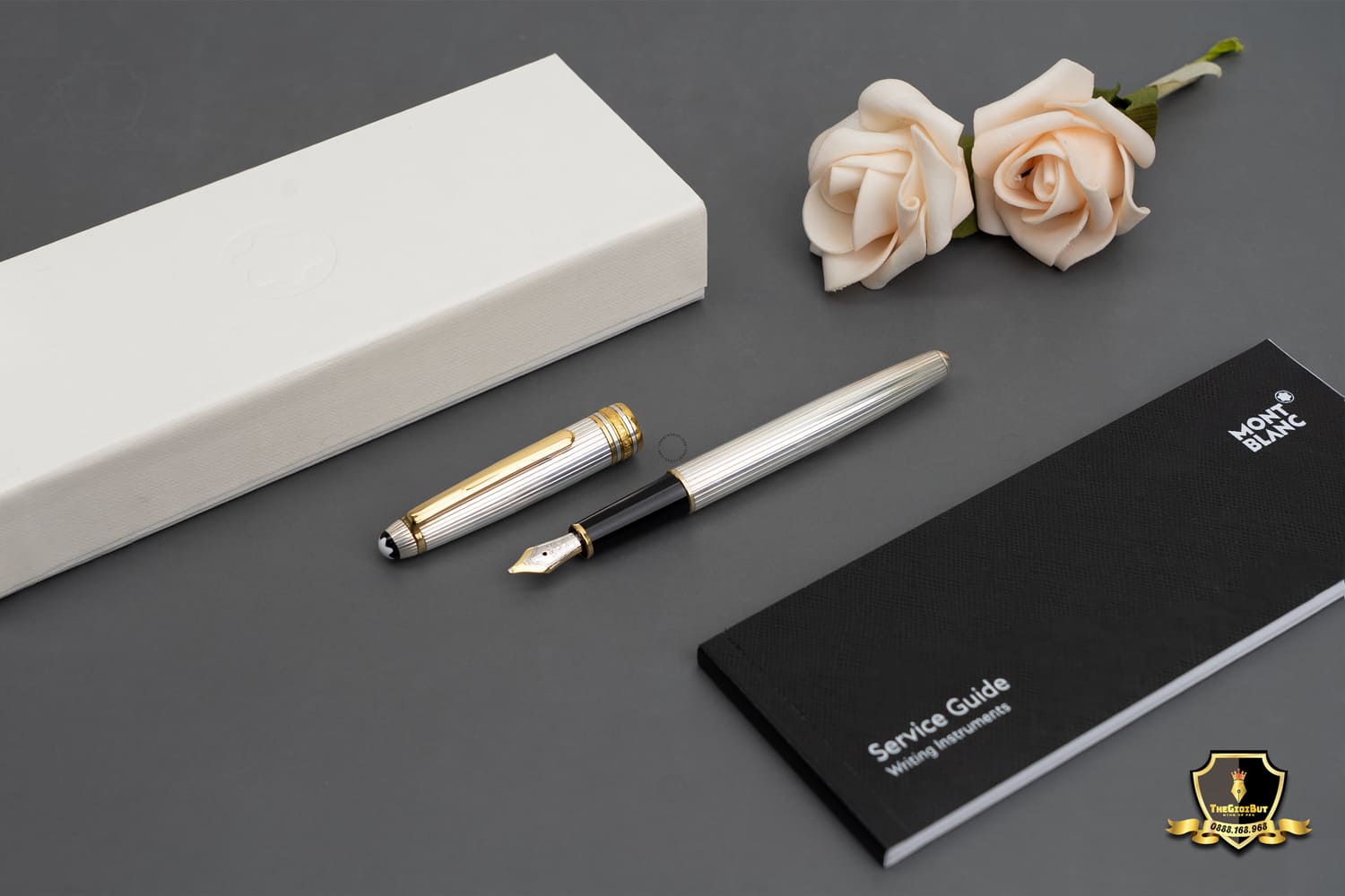 Montblanc Meisterstuck Solitaire Sterling Silver Pinstripe Fountain Pen 11738 801