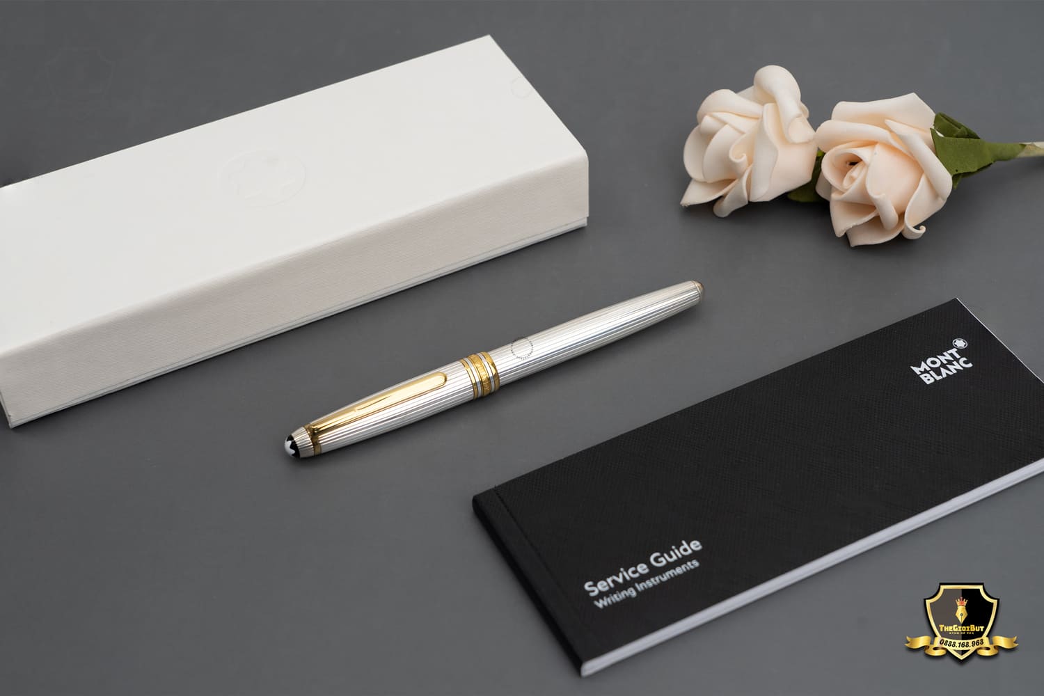 Montblanc Meisterstuck Solitaire Sterling Silver Pinstripe Fountain Pen 11738 802