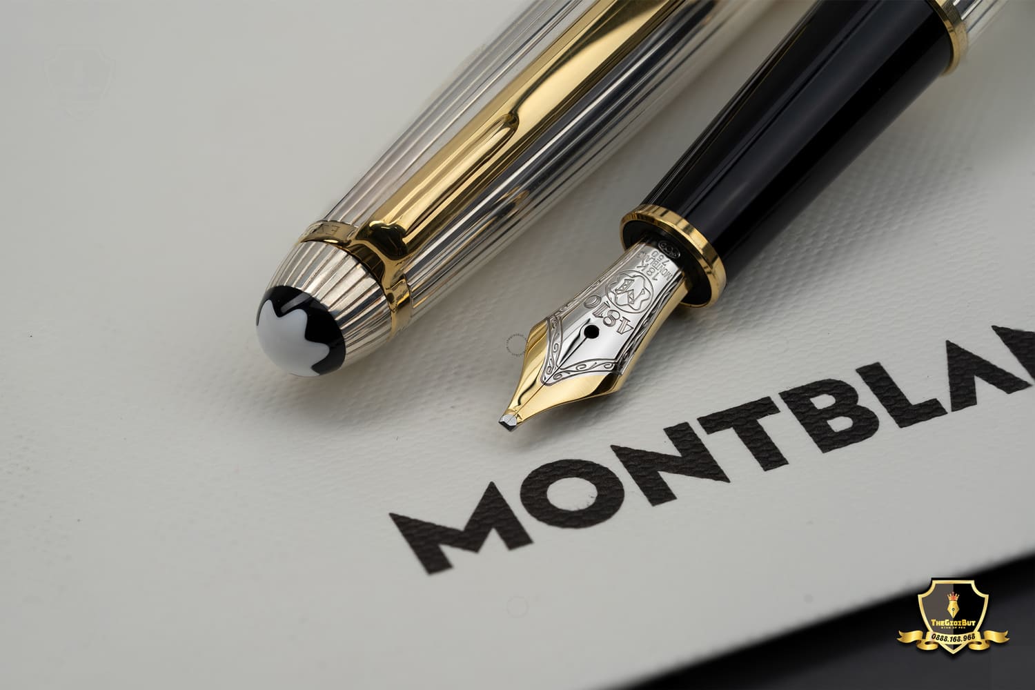 Montblanc Meisterstuck Solitaire Sterling Silver Pinstripe Fountain Pen 11738 803a