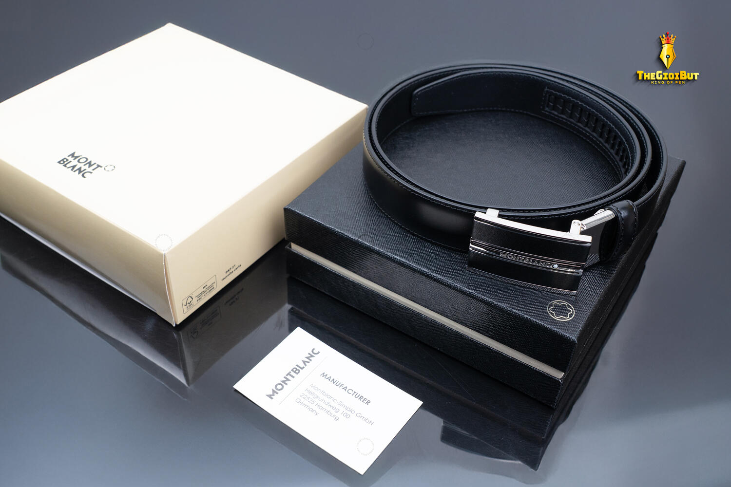 Montblanc Plate 30 Mm Belt With Sliding Mechanism In Leather Mb118421 803
