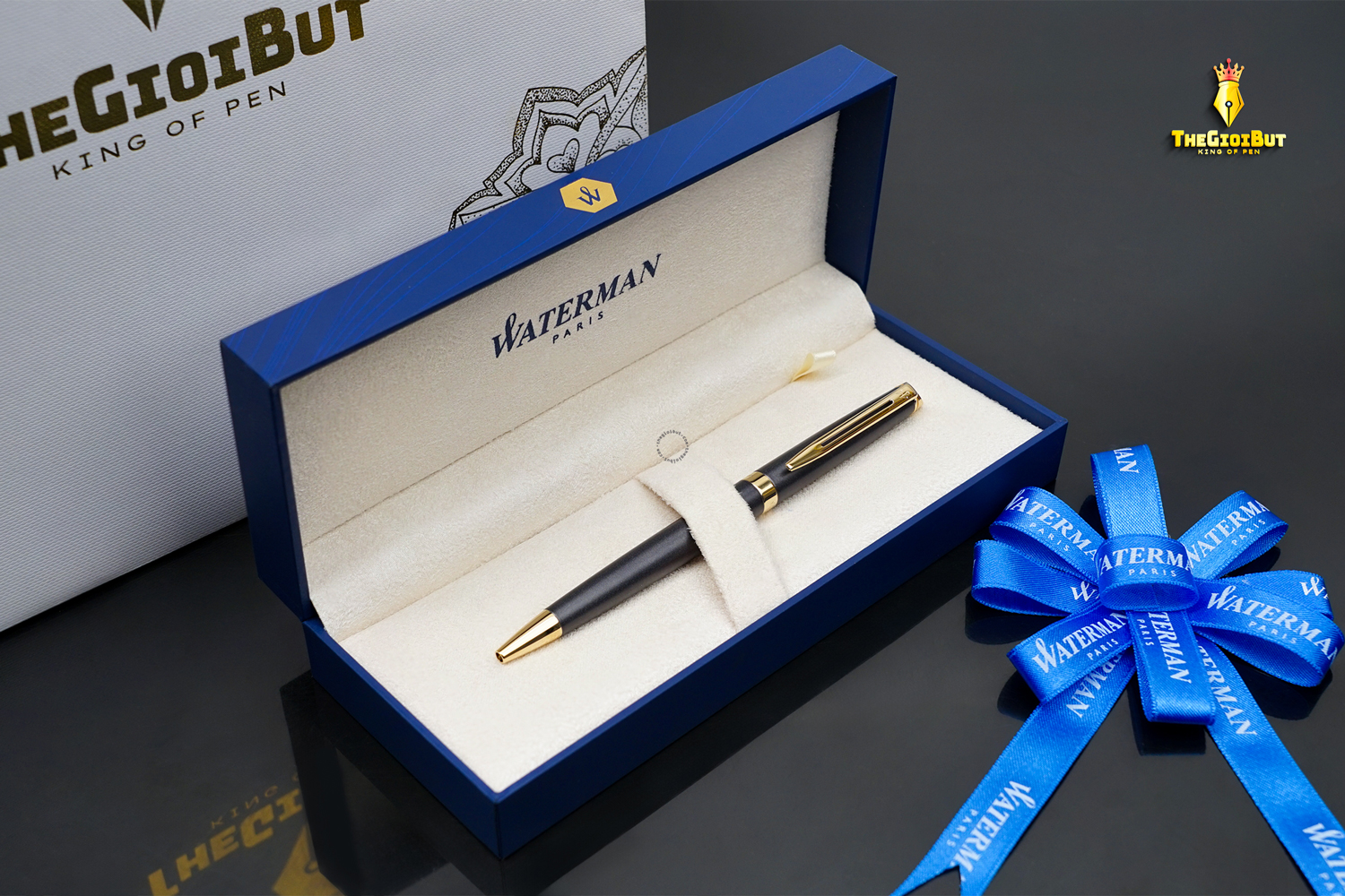 Waterman Hemisphere Lava Black Metallic Gt Ballpoint Pen 2217942 Box