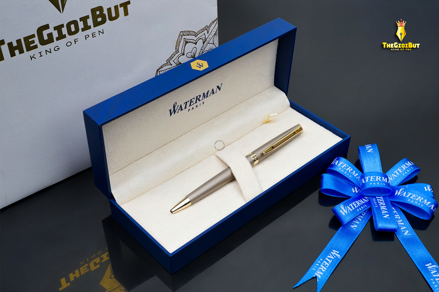 Waterman Hemisphere Stone Grey Metallic Gt Ballpoint Pen 2217946 Box