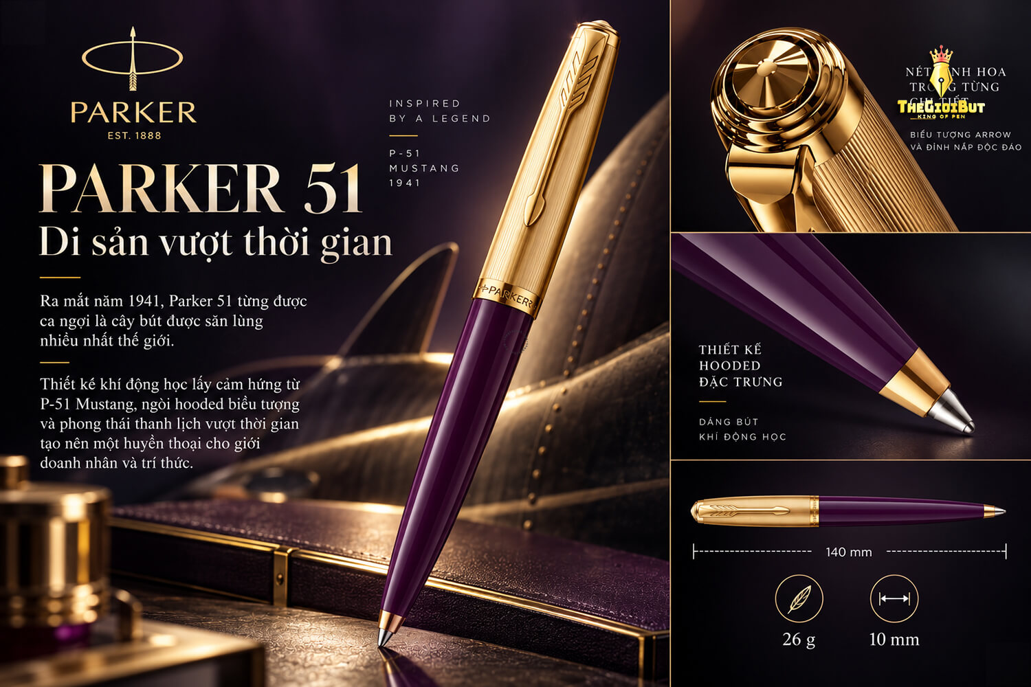 Parker 51 Deluxe Plum Gt Ballpoint Pen 2123518 13