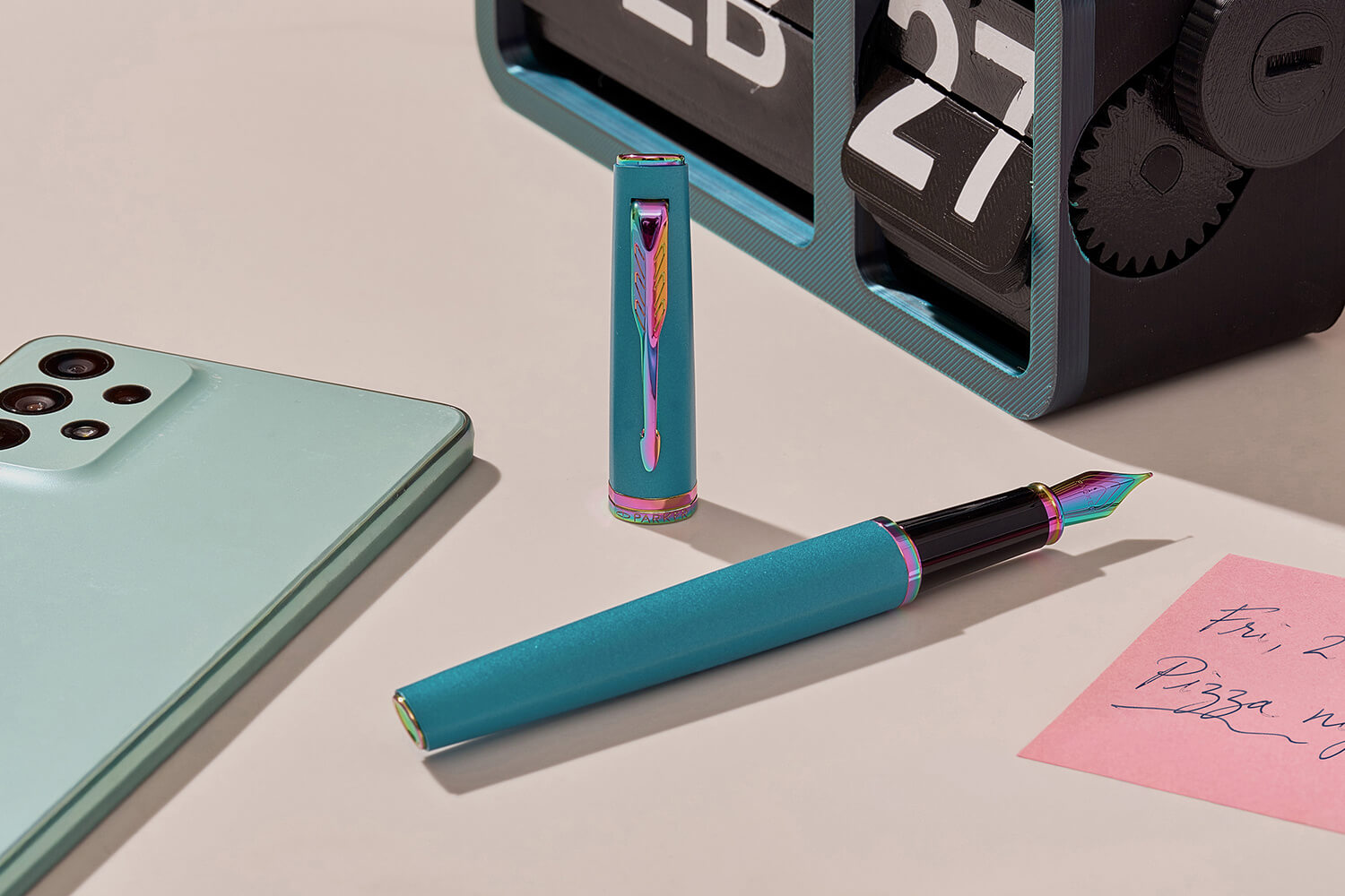 Parker Meridian Teal Lacquer Rainbow Trims Fountain Pen 2247770 11