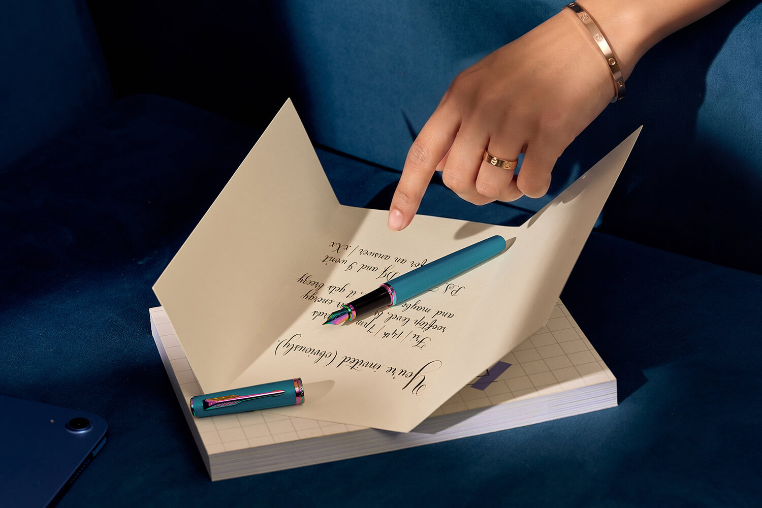 Parker Meridian Teal Lacquer Rainbow Trims Fountain Pen 2247770 12