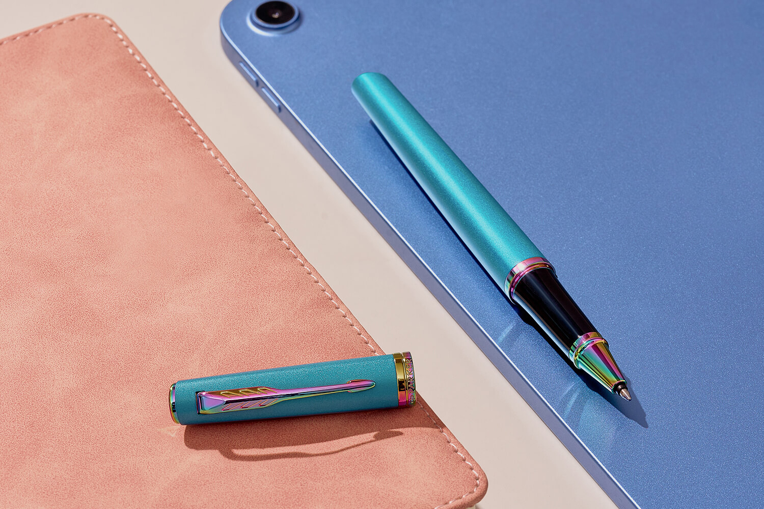 Parker Meridian Teal Lacquer Rainbow Trims Rollerball Pen 2247772 12